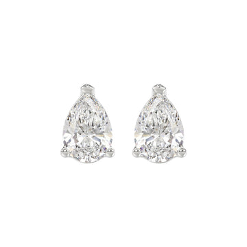 LADIES SOLITAIRE EARRINGS 4.00CT PEAR DIAMOND 14K WHITE GOLD 