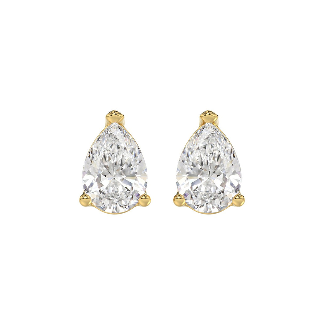 LADIES SOLITAIRE EARRINGS 4.00CT PEAR DIAMOND 14K YELLOW GOLD 