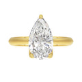 LADIES SOLITAIRE RING 4CT PEAR DIAMOND 14K YELLOW GOLD 