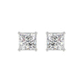 LADIES SOLITAIRE EARRINGS 4CT PRINCESS DIAMOND 14K WHITE GOLD 
