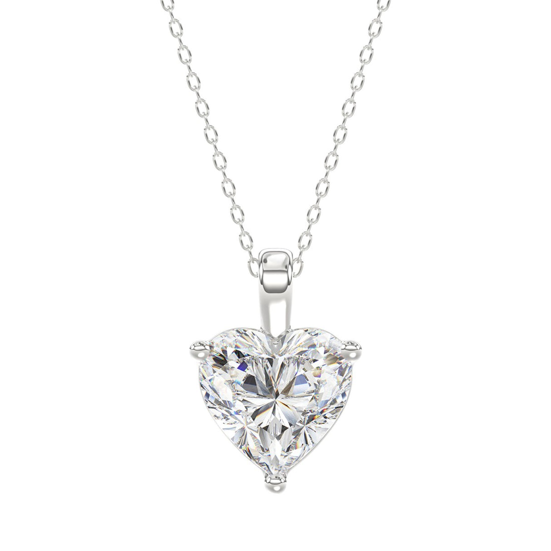 LADIES SOLITAIRE PENDANT 4.00CT HEART DIAMOND 14K WHITE GOLD 