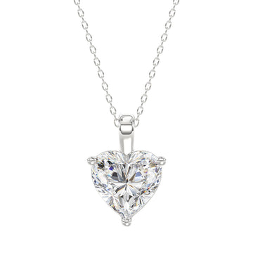 LADIES SOLITAIRE PENDANT 4.00CT HEART DIAMOND 14K WHITE GOLD 