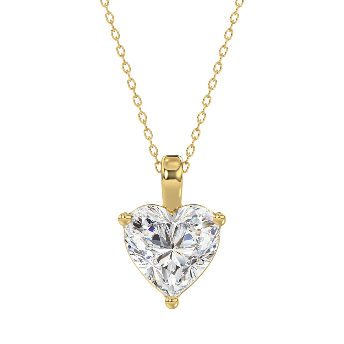 LADIES SOLITAIRE PENDANT 4.00CT HEART DIAMOND 14K YELLOW GOLD 