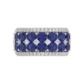 14K WHITE GOLD 4.00CT ROUND/ROUND BLUE SAPPHIRE DIAMOND LADIES RING