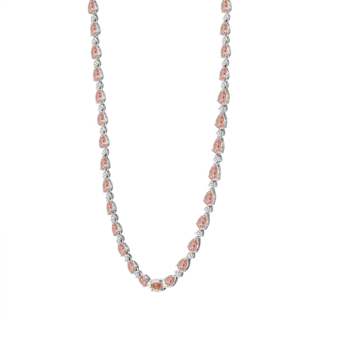 LADIES NECKLACE 15CT ROUND/PEAR/OVAL DIAMOND 14K WHITE/ROSE GOLD 