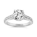 LADIES RING 2 1/4CT ROUND/BAGUETTE DIAMOND 14K WHITE GOLD (CENTER STONE ROUND DIAMOND 2CT )