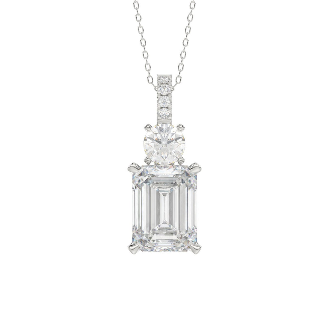 LADIES PENDANT 1 3/4CT ROUND/EMERALD DIAMOND 14K WHITE GOLD (CENTER STONE EMERALD DIAMOND 1 1/2CT)