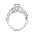 LADIES RING 3 1/2CT ROUND/EMERALD/OVAL DIAMOND 14K WHITE GOLD (CENTER STONE OVAL DIAMOND 2.00CT)