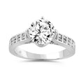 LADIES RING 2 1/2CT ROUND/BAGUETTE DIAMOND 14K WHITE GOLD (CENTER STONE ROUND DIAMOND 2CT )