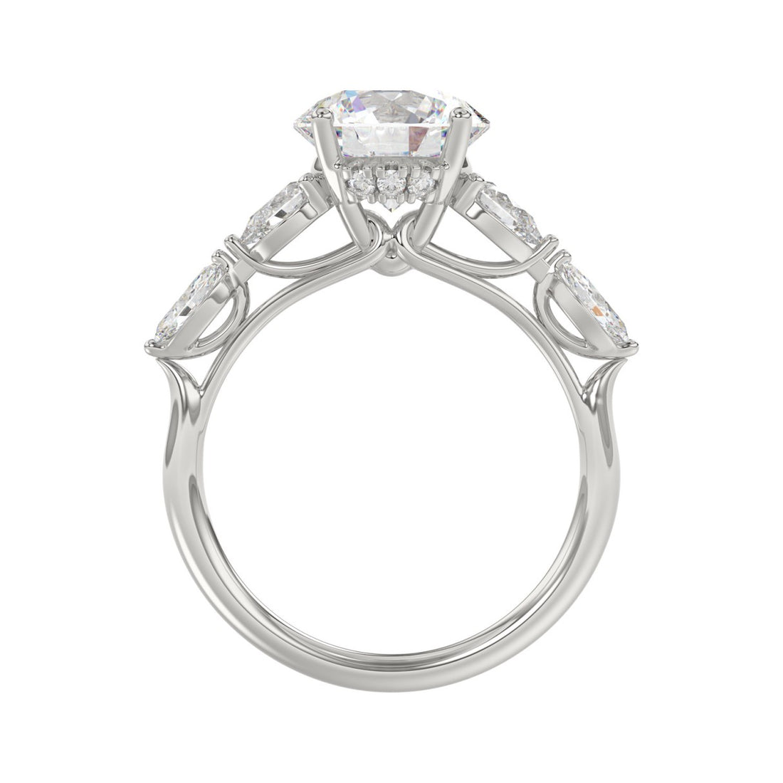 LADIES RING 2 1/2CT ROUND/PEAR/MARQUISE DIAMOND 14K WHITE GOLD (CENTER STONE ROUND DIAMOND 2.00CT)