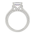 LADIES RING 3CT ROUND/EMERALD/BAGUETTE DIAMOND 14K WHITE GOLD (CENTER STONE EMERALD DIAMOND 2.00CT)