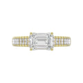 LADIES RING 3CT ROUND/EMERALD/BAGUETTE DIAMOND 14K YELLOW GOLD (CENTER STONE EMERALD DIAMOND 2.00CT)
