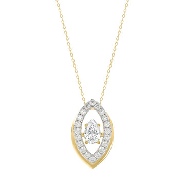 LADIES DANCING DIAMOND PENDANT WITH CHAIN 3/4CT ROUND/PEAR DIAMOND 14K YELLOW GOLD (CENTER STONE PEAR DIAMOND 1/2CT)