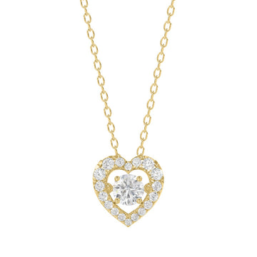 LADIES DANCING DIAMOND PENDANT WITH CHAIN 3/4CT ROUND DIAMOND 14K YELLOW GOLD (CENTER STONE ROUND DIAMOND 1/2CT)