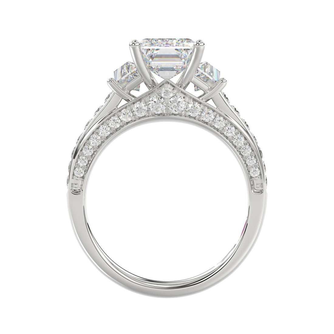 Luxury 14K White Gold Ladies Diamond Ring 4.00CT Round, Emerald & Baguette Diamonds with 3.00CT Emerald  Center stone (Color F-G -Clarity VS1/VS2)