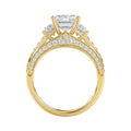 Luxury 14K Yellow Gold Ladies Diamond Ring 4.00CT Round, Emerald & Baguette Diamonds with 3.00CT Emerald  Center stone (Color F-G -Clarity VS1/VS2)