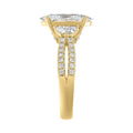 Ladies 14K Yellow Gold ladies Ring Featuring Round, Half-Moon & Baguette Diamonds 3.00CT  Oval  Center stone (Color F-G -Clarity VS1/VS2)