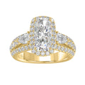 Ladies 14K Yellow Gold 3 1/2CT Featuring Fashion Ring  with Round, Pear & Cushion Diamond 2.00CT  Cushion  Center stone (Color F-G -Clarity VS1/VS2)