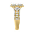 Ladies 14K Yellow Gold 3 1/2CT Featuring Fashion Ring  with Round, Pear & Cushion Diamond 2.00CT  Cushion  Center stone (Color F-G -Clarity VS1/VS2)