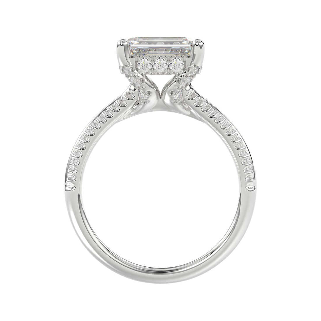 14K WHITE GOLD 2 1/4CT ROUND/EMERALD DIAMOND LADIES RING (CENTER STONE EMERALD DIAMOND 2.00CT)