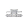 LADIES BRIDAL SET 3 1/2CT ROUND/EMERALD DIAMOND 14K WHITE GOLD (CENTER STONE EMERALD DIAMOND 2.00CT)