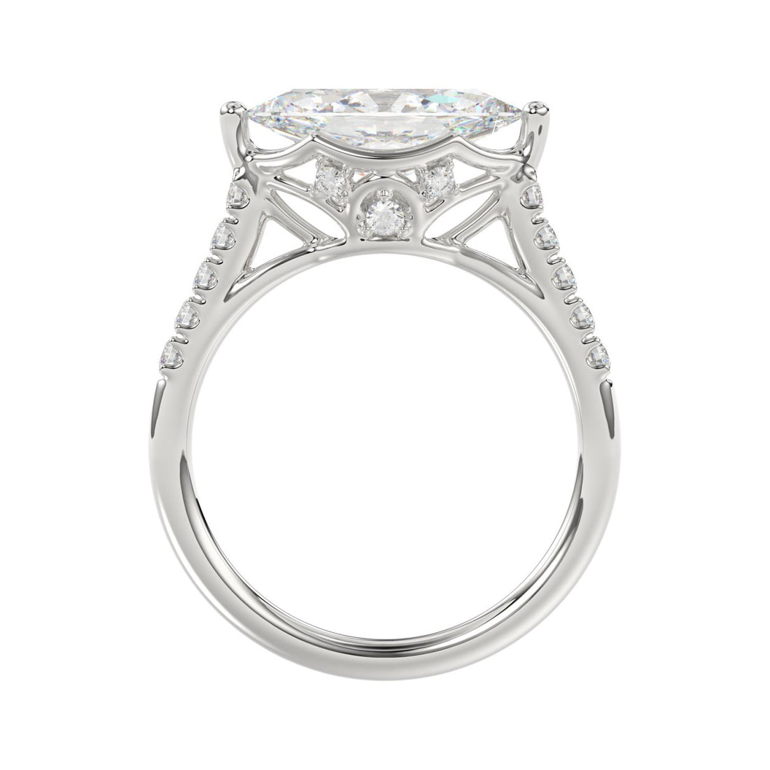 14K WHITE GOLD 3 1/2CT ROUND/MARQUISE DIAMOND LADIES BRIDAL SET (CENTER STONE MARQUISE DIAMOND 2.00CT)