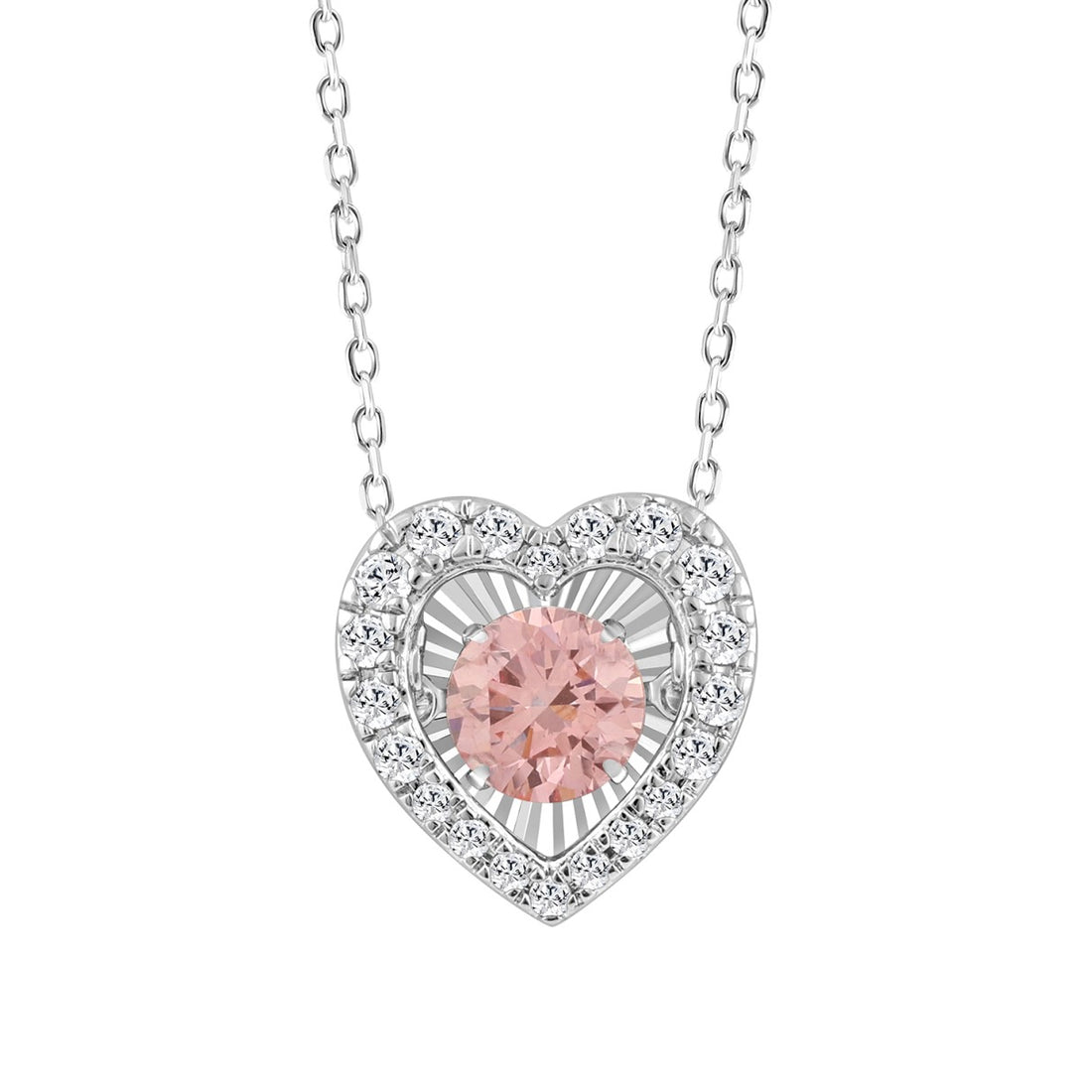 ETERNAL BLUSH COLLECTION 14K WHITE GOLD 1.00CT ROUND DIAMOND LADIES PENDANT (ROUND PINK)