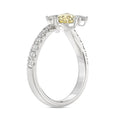14K WHITE GOLD 1 3/4CT ROUND/PEAR/YELLOW PEAR DIAMOND LADIES RING (CENTER STONE PEAR DIAMOND 1CT)