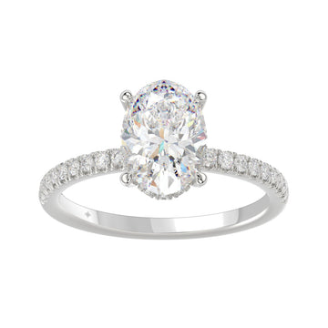 14K WHITE GOLD 2 1/5CT ROUND/OVAL DIAMOND LADIES RING (CENTER STONE OVAL DIAMOND 2CT)