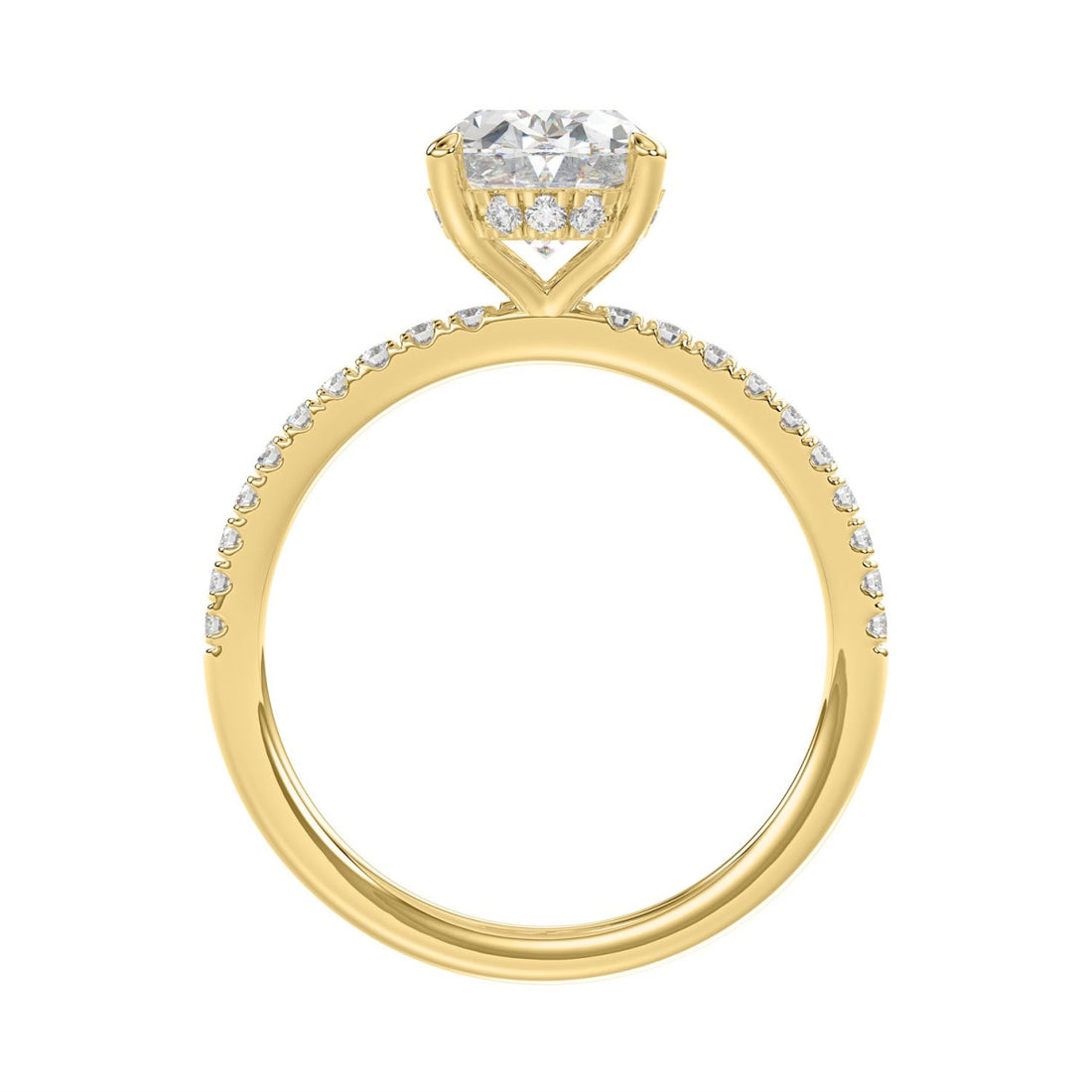 14K YELLOW GOLD 2 1/5CT ROUND/OVAL DIAMOND LADIES RING (CENTER STONE OVAL DIAMOND 2CT)