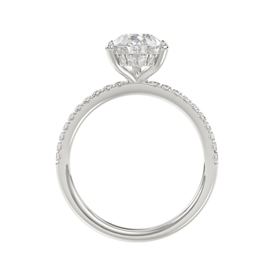 14K WHITE GOLD 2 3/4CT ROUND/PEAR DIAMOND LADIES RING (CENTER STONE PEAR DIAMOND 2CT)