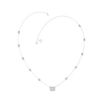 14K WHITE GOLD 2 1/4CT ROUND/EMERALD DIAMOND LADIES NECKLACE