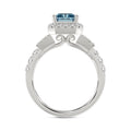 14K WHITE GOLD 2 3/4CT ROUND/BAGUETTE/RADIANT DIAMOND LADIES RING (CENTER STONE BLUE RADIANT DIAMOND 2.00CT)