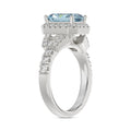 14K WHITE GOLD 2 3/4CT ROUND/BAGUETTE/RADIANT DIAMOND LADIES RING (CENTER STONE BLUE RADIANT DIAMOND 2.00CT)