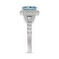 14K WHITE GOLD 2 3/4CT ROUND/BAGUETTE/RADIANT DIAMOND LADIES RING (CENTER STONE BLUE RADIANT DIAMOND 2.00CT)