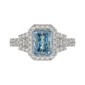 14K WHITE GOLD 2 3/4CT ROUND/BAGUETTE/RADIANT DIAMOND LADIES RING (CENTER STONE BLUE RADIANT DIAMOND 2.00CT)
