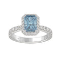14K WHITE GOLD 1.00CT ROUND/RADIANT DIAMOND LADIES RING (CENTER STONE BLUE RADIANT DIAMOND 3.00CT)