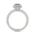 14K WHITE GOLD 1.00CT ROUND/RADIANT DIAMOND LADIES RING (CENTER STONE BLUE RADIANT DIAMOND 3.00CT)