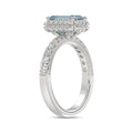 14K WHITE GOLD 1.00CT ROUND/RADIANT DIAMOND LADIES RING (CENTER STONE BLUE RADIANT DIAMOND 3.00CT)