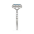 14K WHITE GOLD 1.00CT ROUND/RADIANT DIAMOND LADIES RING (CENTER STONE BLUE RADIANT DIAMOND 3.00CT)