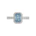 14K WHITE GOLD 1.00CT ROUND/RADIANT DIAMOND LADIES RING (CENTER STONE BLUE RADIANT DIAMOND 3.00CT)