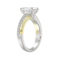 14K WHITE/YELLOW GOLD 2 1/4CT ROUND/EMERALD CUT DIAMOND LADIES RING (CENTER STONE EMERALD CUT DIAMOND 2CT)