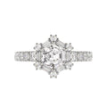 14K WHITE GOLD 1 3/4CT ROUND/BAGUETTE/HEZAGON STEP CUT DIAMOND LADIES RING
