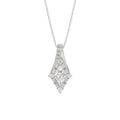 14K WHITE GOLD 1.00CT ROUND/BAGUETTE/KITE STEP CUT DIAMOND LADIES PENDANT