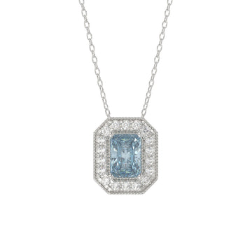14K WHITE GOLD 1 1/4CT ROUND/BLUE RADIANT DIAMOND LADIES PENDANT WITH CHAIN (BLUE RADIANT DIAMOND 1.00CT)