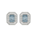 14K WHITE GOLD 1 1/4CT ROUND/BLUE RADIANT DIAMOND LADIES EARRING 