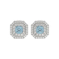 14K WHITE GOLD 1 1/2CT ROUND/BLUE CUSHION DIAMOND LADIES EARRING 