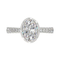 14K WHITE GOLD 2 1/2CT ROUND/OVAL DIAMOND LADIES RING (CENTER STONE OVAL DIAMOND 2CT)