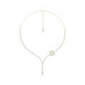 14K YELLOW GOLD 4.00CT ROUND/PEARL/PEAR DIAMOND LADIES NECKLACE