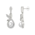 14K WHITE GOLD 3/4CT ROUND/MARQUISE/PEARL DIAMOND LADIES EARRINGS
